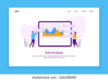 Modern custom illustration concept of man and woman customizing data on tablet for website and mobile website. landing page template 