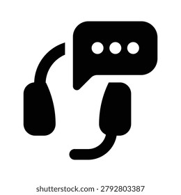 Modern customer support chat icon featuring a headset combined with a messaging bubble. Perfect for live chat support, customer service platforms, help desks, call centers, CRM systems, SaaS applications, contact pages, online assistance services, websites, and mobile app interfaces.
