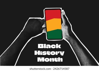 Modern cut out collage banner. Black History Month. Trendy mixed media design. Retro magazine elements. African American History.