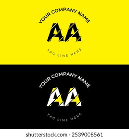 Modern cut style AA letter vector logo design