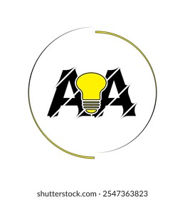 Modern cut style AA letter vector logo design with bulb. Technology concept style logo design.