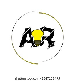 Modern cut style AR letter vector logo design with bulb. Technology concept style logo design.

