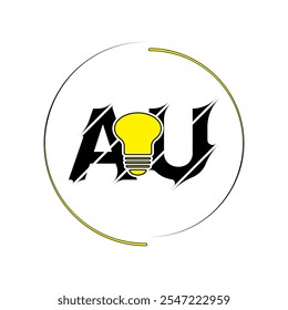 Modern cut style AU letter vector logo design with bulb. Technology concept style logo design.

