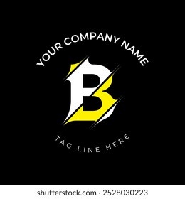 Modern cut style B letter vector logo design