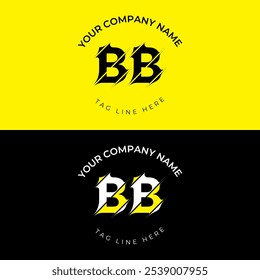 Modern cut style BB letter vector logo design