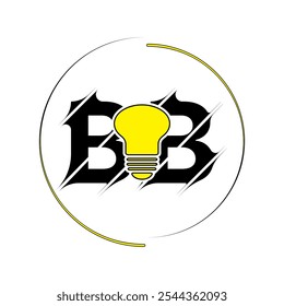 Modern cut style BB letter vector logo design with bulb. Technology concept style logo design.
