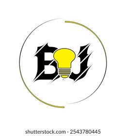 Modern cut style BJ letter vector logo design with bulb. Technology concept style logo design.