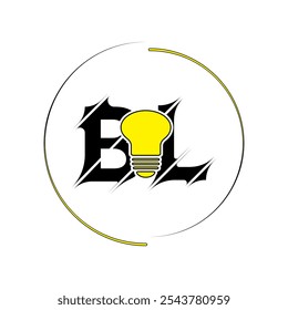 Modern cut style BL letter vector logo design with bulb. Technology concept style logo design.