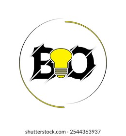 Modern cut style BO letter vector logo design with bulb. Technology concept style logo design.
