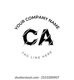 Design de logotipo de vetor de letra CA estilo de corte moderno