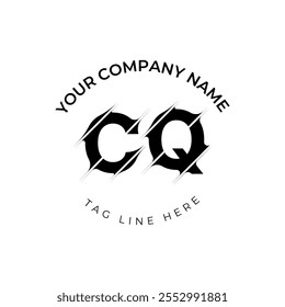 Modern cut style CQ letter vector logo design
