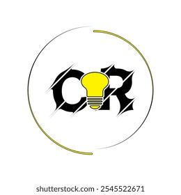 Modern cut style CR letter vector logo design with bulb. Technology concept style logo design.
