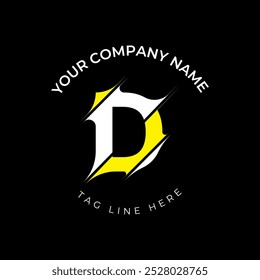 Modern cut style D letter vector logo design