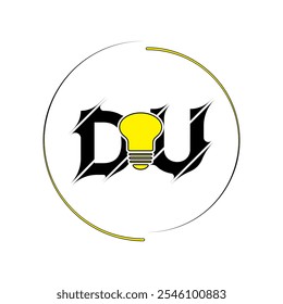 Modern cut style DU letter vector logo design with bulb. Technology concept style logo design.
