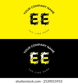 Modern cut style EE letter vector logo design