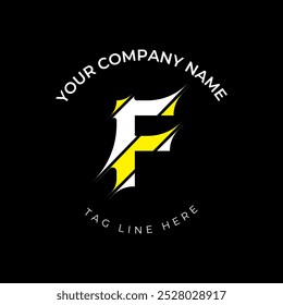 Modern cut style F letter vector logo design