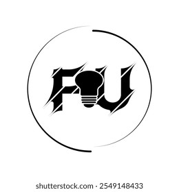 Modern cut style FU letter vector logo design with bulb. Technology concept style logo design.