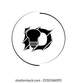 Modern cut style ID letter vector logo design with bulb. Technology concept style logo design.
