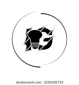 Modern cut style IG letter vector logo design with bulb. Technology concept style logo design.
