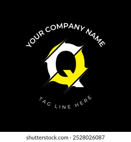 Modern cut style Q letter vector logo design