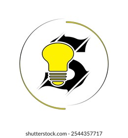 Modern cut style S letter vector logo design with bulb. Technology concept style logo design.

