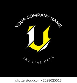 Diseño moderno del logotipo del Vector de la letra U del estilo del corte