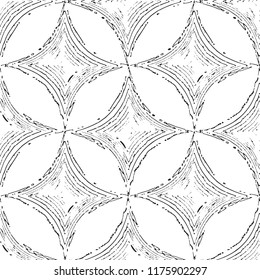 Modern, cute abstract geometric pattern with lines, rhombuses A seamless background. Monochrome  texture pattern in vector 