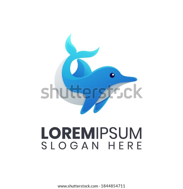 Modern Cute Baby Dolphin Logo Template Stock Vector (Royalty Free ...