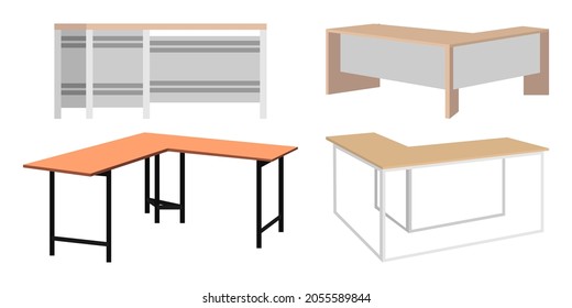 Modern cute beautiful home office and outdoor L shape table for freelancer with different pose and positions