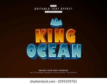 modern cute bold 3d king ocean funny game logo text effect