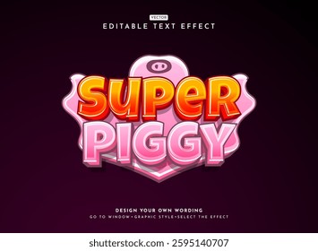 modern cute bold fancy 3d super piggy game logo text effect