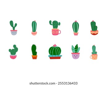 Modern Cute Cactus Element Set 