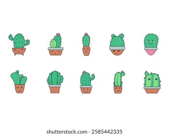 Modern Cute Cactus Element Set