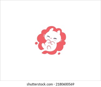 Modern Cute Cat Logo Design