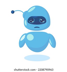 Modern cute chat bot in different poses flat illustration. Cartoon friendly robot for mobile app isolated vector illustration. Conversation and AI intelligence