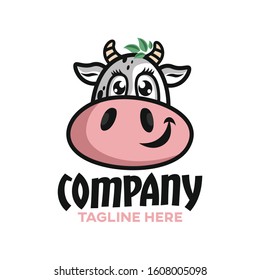 Modern cute cow logo. Vector illustration.