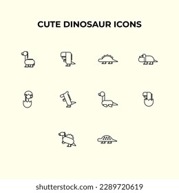 Modern Cute Dinosaur Icon collection