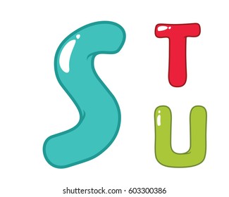Modern Cute Eye Candy Balloon Alphabet Letter Set - S, T, U