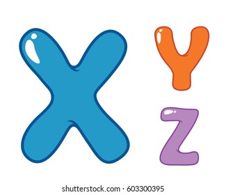 Modern Cute Eye Candy Balloon Alphabet Letter Set - X, Y, Z