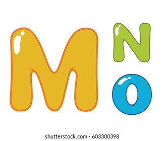 Modern Cute Eye Candy Balloon Alphabet Letter Set - M, N, O