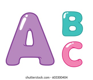 Modern Cute Eye Candy Balloon Alphabet Letter Set - A, B, C