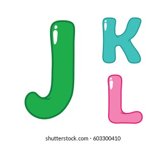Modern Cute Eye Candy Balloon Alphabet Letter Set - J, K, L
