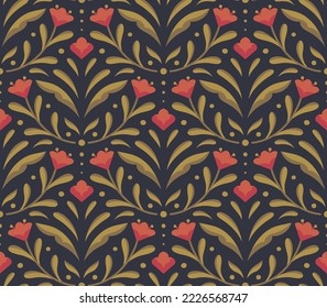 Modern cute floral art deco pattern. Seamless abstract botanic background. Vector illustration.
