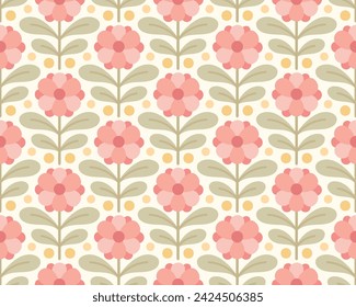 Modern cute floral art deco seamless pattern. Vector damask illustration with leaves. Decorative botanical background.