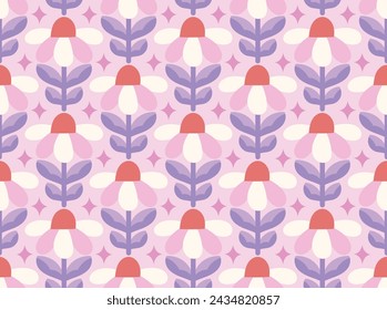 Modern cute floral art deco seamless pattern. Vector damask illustration with leaves. Decorative botanical background.