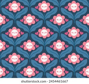 Modern cute floral art deco seamless pattern. Vector damask illustration with leaves. Decorative botanical background.