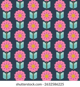 Modern cute floral art deco seamless pattern. Vector damask illustration with leaves. Decorative botanical background. Textile Geometric seamless flower pattern.