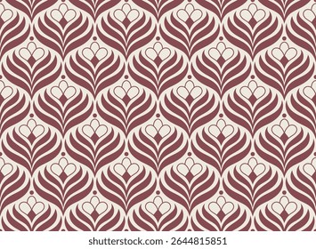 Modern cute floral art deco seamless pattern. Vector damask illustration with leaves. Decorative botanical background.