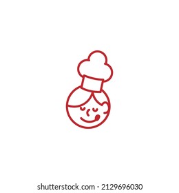 modern Cute Girl Chef Logo Design. Good for kids happy cooking, restaurants, etc. vector art illustrations