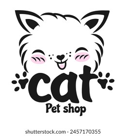 Modern cute kitten logo. Vector illustration